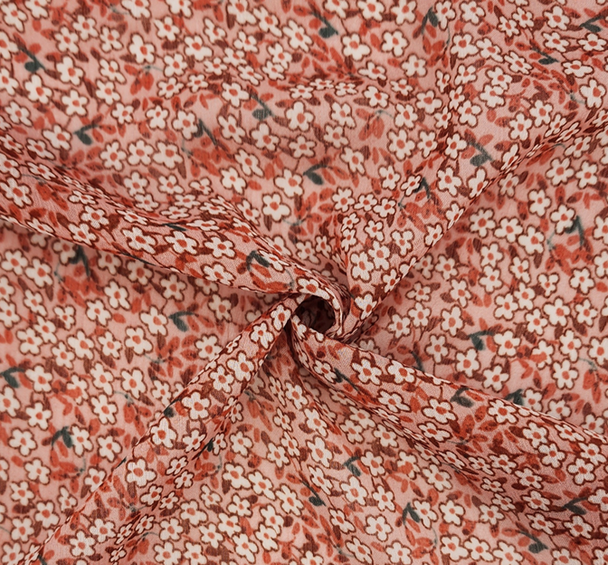 Yoryu Chiffon Coral Haze 1 Yard Lightweight Crinkled Polyester Fabric