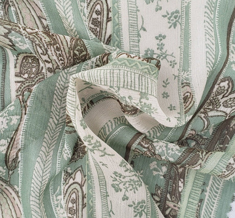 Yoryu Chiffon 1D1663 Polyester Fabric - Reseda Green, Sheer, 56/58" Width (1 Yard)