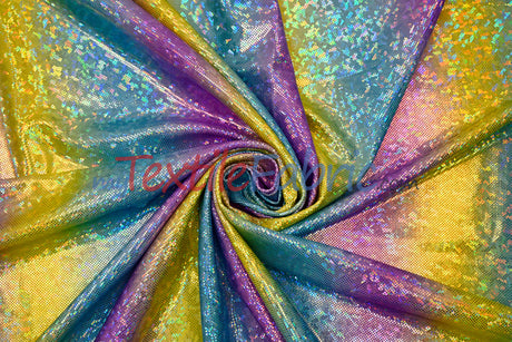 Rainbow Shattered Hologram Spandex Nylon Spandex Fabric - Rainbow Shattered Holographic Foil, 58/60" Width (1 Yard)