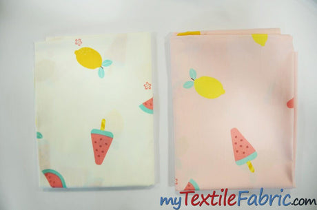 Yellow Lemon Watermelon Fruit 100 Percent Cotton Fabric - Fruit Print, 58/60" Width (1 Yard)