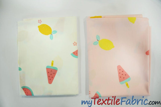 Yellow Lemon Watermelon Fruit 100 Percent Cotton Fabric - Fruit Print, 58/60" Width (1 Yard)