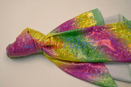 Rainbow Shattered Hologram Spandex Nylon Spandex Fabric - Rainbow Shattered Holographic Foil, 58/60" Width (1 Yard)