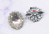 Rhinestone Brooch Applique Floral Silver