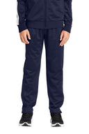 Black youth tricot jogger pants for sports and training; Navy youth athletic track joggers for school activities; Graphite youth performance joggers for everyday wear.