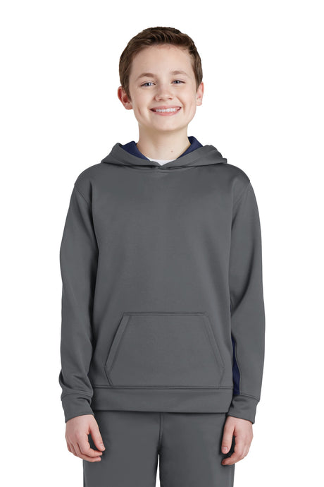 Sport-Tek® Youth Sport-Wick Fleece Colorblock Hooded Pullover