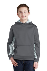 Sport-Tek® Youth Sport-Wick CamoHex Fleece Colorblock Hooded Pullover