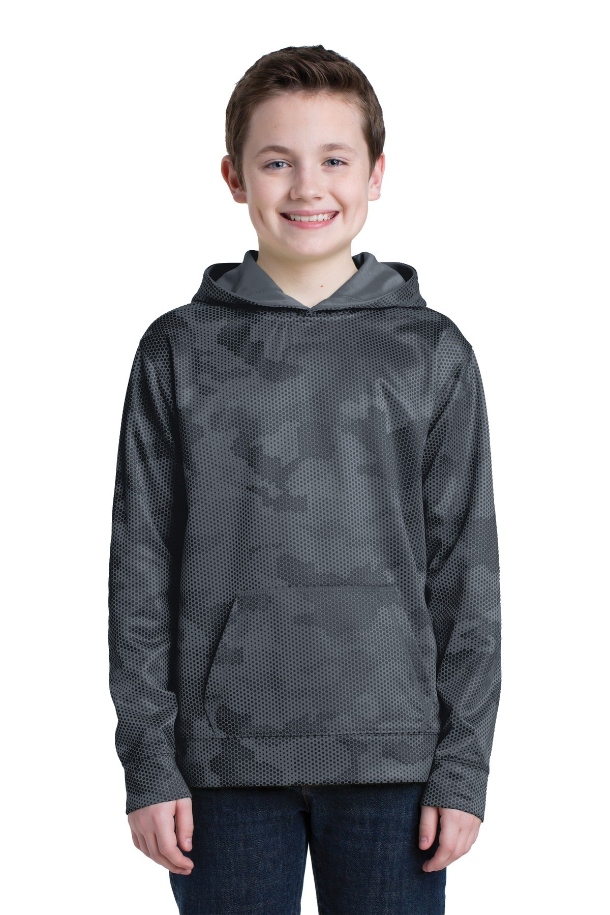 Sport-Tek® Youth Sport-Wick CamoHex Fleece Hooded Pullover