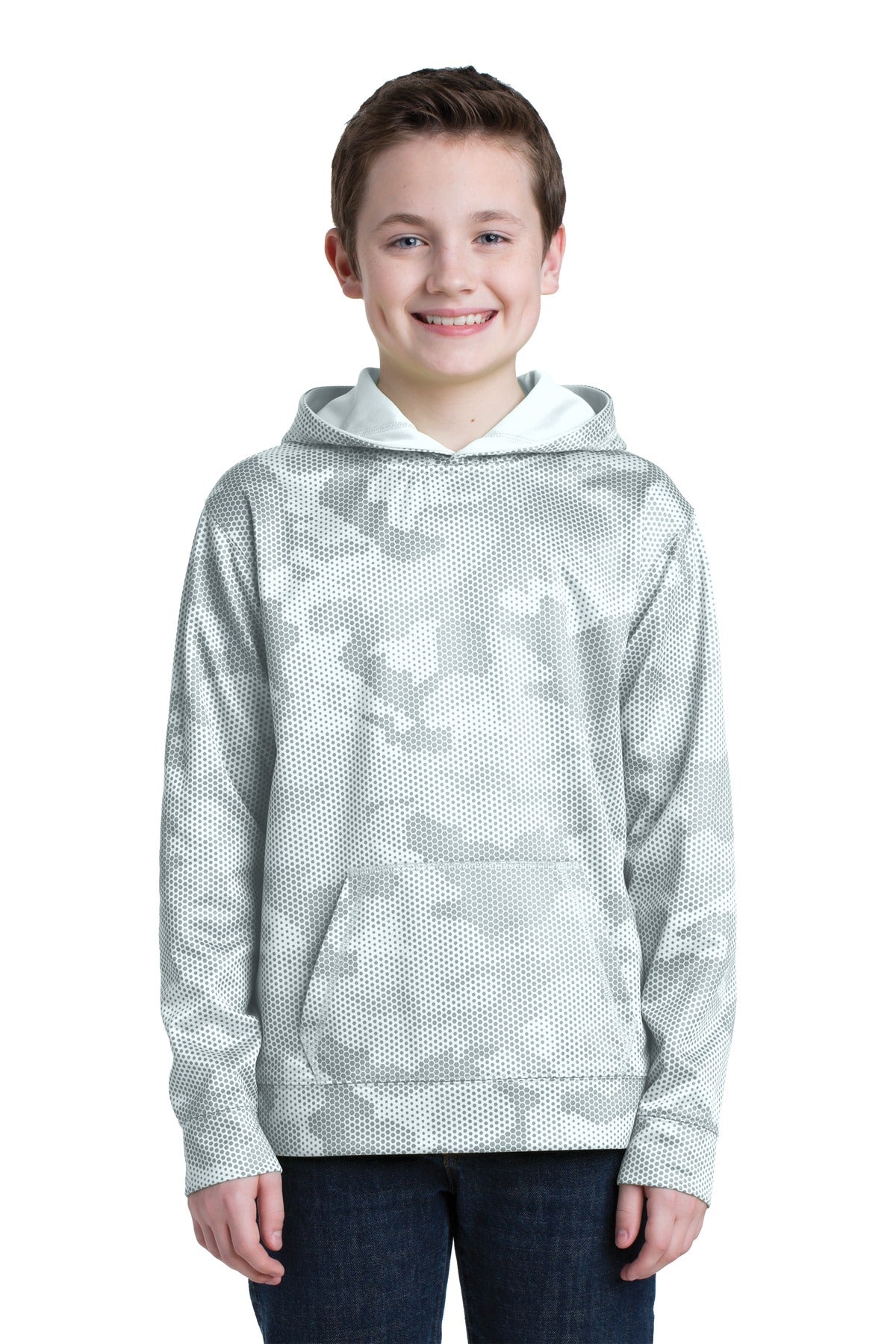 Sport-Tek® Youth Sport-Wick CamoHex Fleece Hooded Pullover