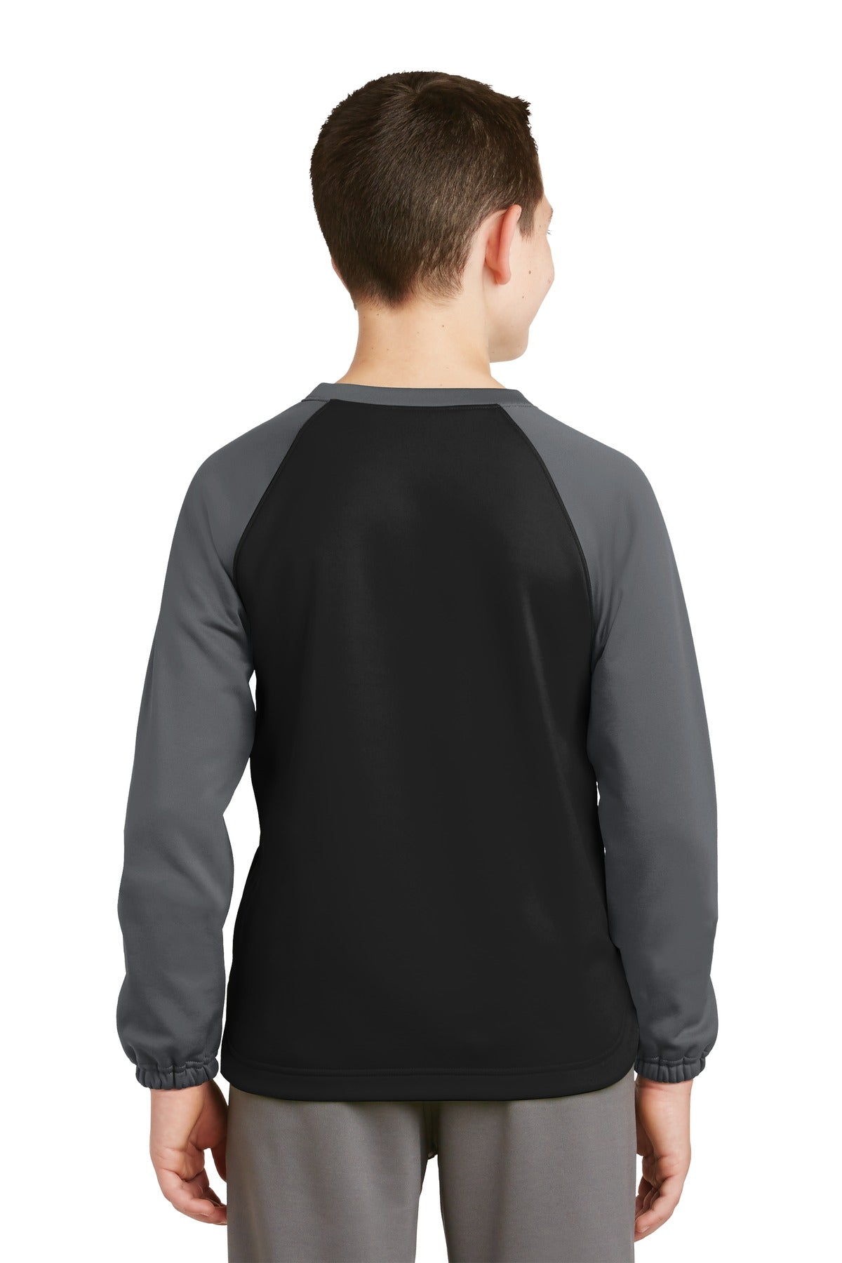 Sport-Tek® Youth Sport-Wick Raglan Colorblock Fleece Crewneck