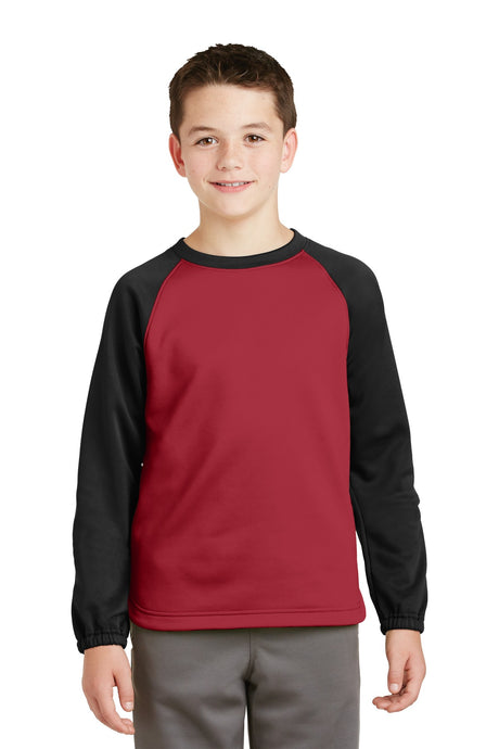 Sport-Tek® Youth Sport-Wick Raglan Colorblock Fleece Crewneck