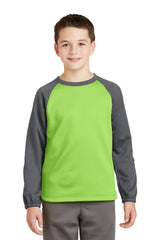 Sport-Tek® Youth Sport-Wick Raglan Colorblock Fleece Crewneck