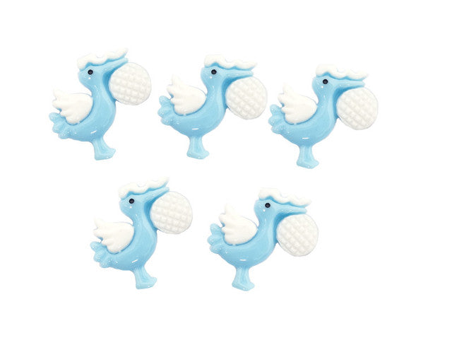 3/4" Blue Baby Shower Mini Plastic Polyresin Stork - Pack of 100 Pieces