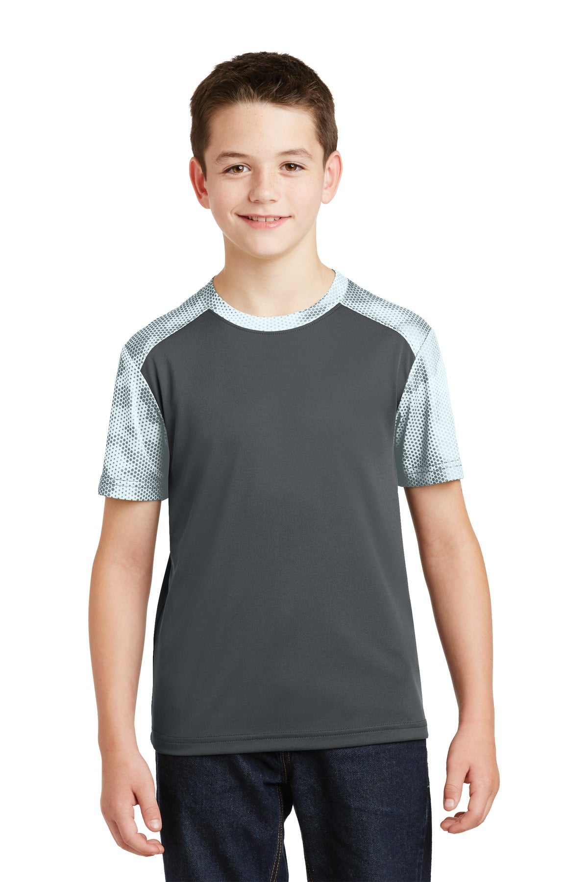 DISCONTINUED Sport-Tek® Youth CamoHex Colorblock Tee