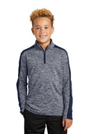 Sudadera con cremallera 1/4 Sport-Tek® Youth PosiCharge Electric Heather Colorblock