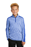 Sudadera con cremallera 1/4 Sport-Tek® Youth PosiCharge Electric Heather Colorblock