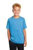 Heather Gray and Black youth tri-blend raglan performance tee