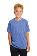 Heather Gray and Black youth tri-blend raglan performance tee
