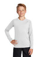 Navy youth long sleeve rash guard shirt with UPF protection for swimming and beach sports