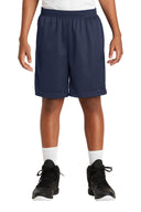 Navy youth classic mesh shorts for sports and school athletics