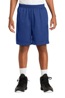 Navy youth classic mesh shorts for sports and school athletics