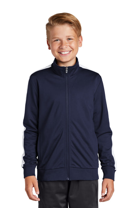 Sport-Tek® Youth Tricot Sleeve Stripe Track Jacket