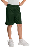 Black youth mesh athletic shorts for basketball and gym activities