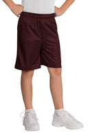 Black youth mesh athletic shorts for basketball and gym activities