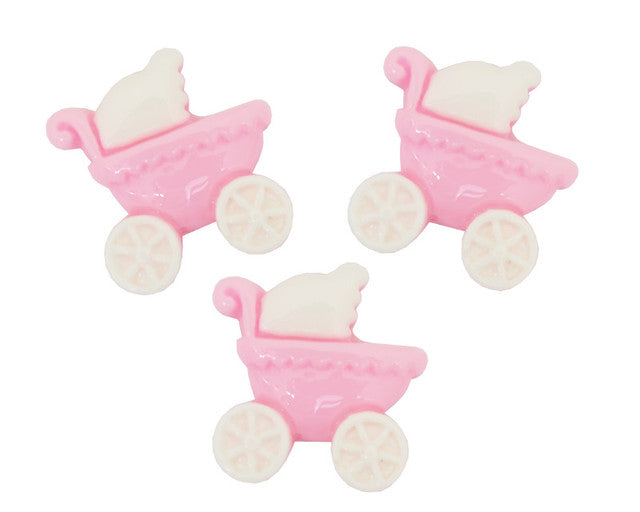 3/4" Pink Baby Carriage Baby Shower Mini Plastic Polyresin - Pack of 100 Pieces