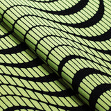Tremor Nylon Spandex Fabric - Black With Pink, Turquoise, or Yellow Abstract Wavy Print, 58-60" Width (1 Yard)