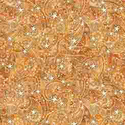 Cotton Paisley Stars 1776 Fabric 44/45" Yellow Amber