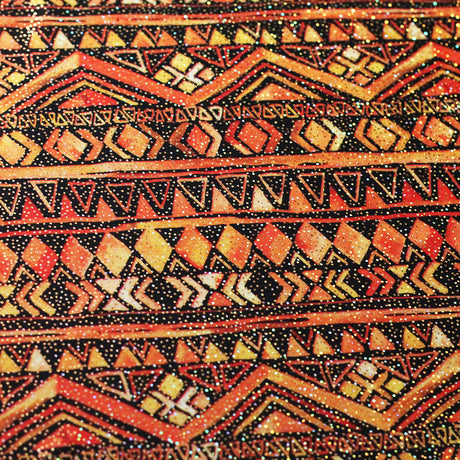 Tribal Style Polyester Spandex Fabric - Yellow Tribal Print, 58/60" Width (1 Yard)