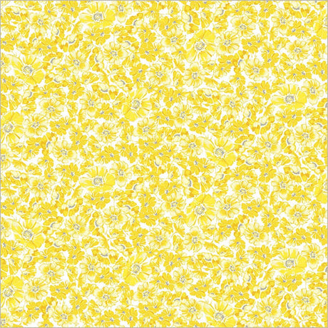 Cotton Print Yellow Verona Allegra Blooms Fabric