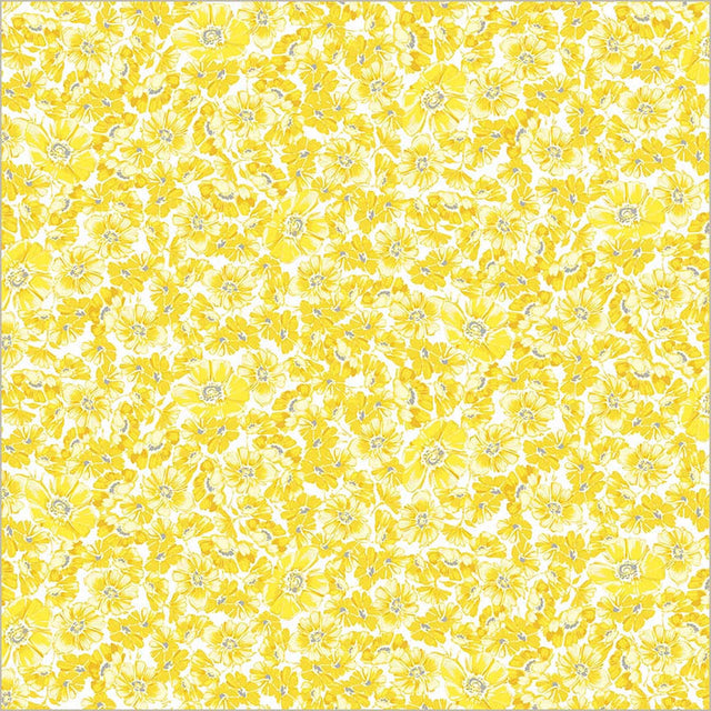 Cotton Print Yellow Verona Allegra Blooms Fabric