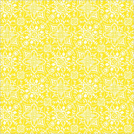 Cotton Print Yellow Verona Tiling Fabric 44/45"