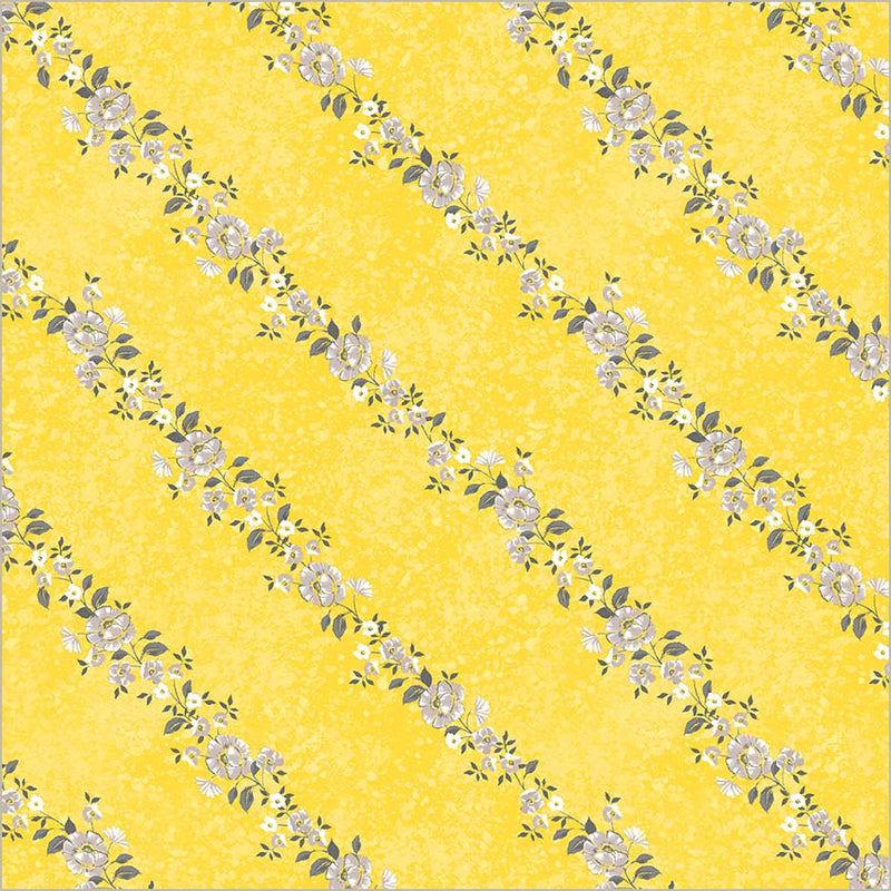 Cotton Print Yellow Verona Verita Vine Fabric