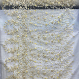 1 Yard Beaded 3D Floral Lace Fabric Rhinestone Embroidered 100 Percent Polyester Net Mesh 51 inch Width