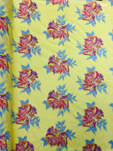 Multi Floral Color Jacquard Satin Fabric - Multi Floral Pattern, 58" Width (1 Yard)