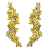 1 Pair 14" x 5" 3D Floral Lace Applique Embroidered on 100% Polyester Net Mesh