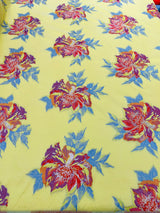 Multi Floral Color Jacquard Satin Fabric - Multi Floral Pattern, 58" Width (1 Yard)