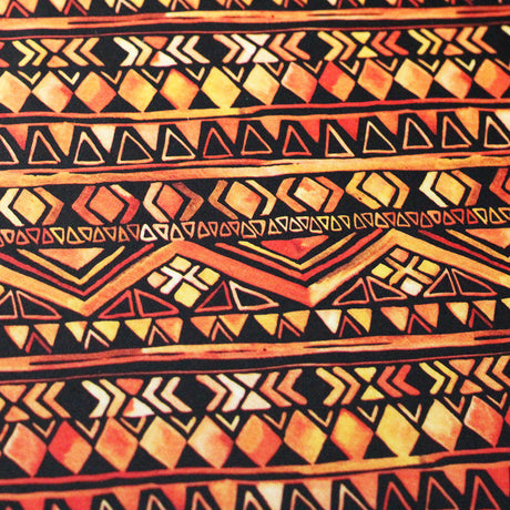 Tribal Style Polyester Spandex Fabric - Yellow Tribal Print, 58/60" Width (1 Yard)
