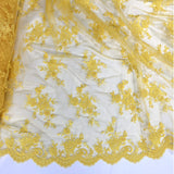 Corded Bridal Lace Fabric on Polyester Net Mesh
