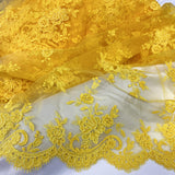 Corded Bridal Lace Fabric on Polyester Net Mesh