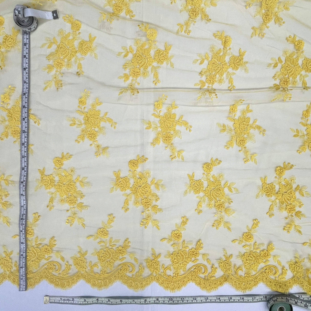 Corded Bridal Lace Fabric on Polyester Net Mesh