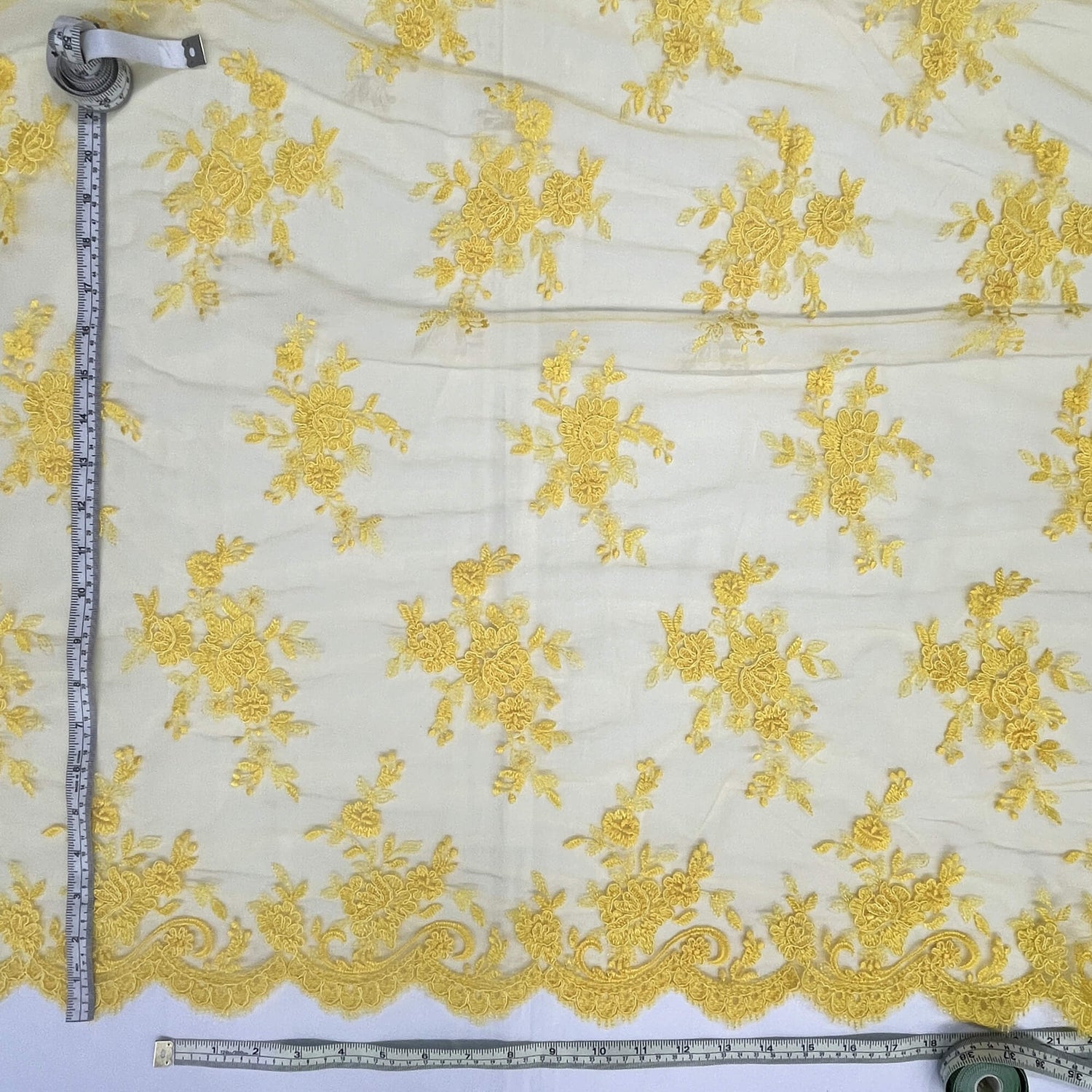 Corded Bridal Lace Fabric on Polyester Net Mesh