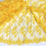 Corded Floral Lace Fabric - Scalloped Edges, 53" Width (1 Yard)