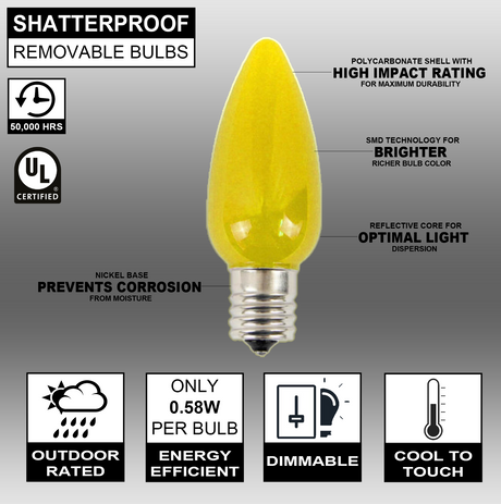 C9 Wonderful LED SMD Bulb (25 bulbs/bag) - Frosted, Yellow