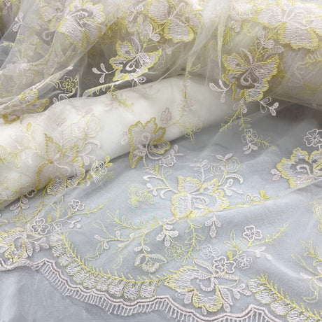 Embroidered Lace Fabric 100% Polyester Net Mesh 51"