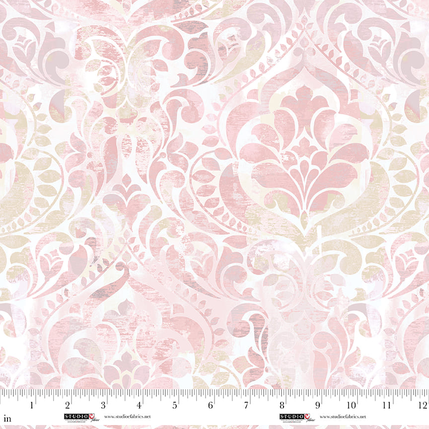 Cotton Damask Wideback Fabric in Blush, 118"