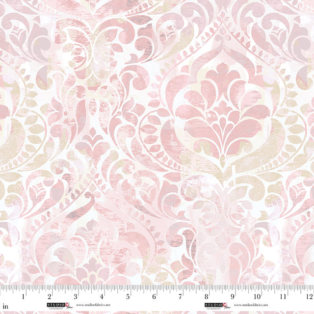 Cotton Damask Wideback Fabric in Blush, 118"