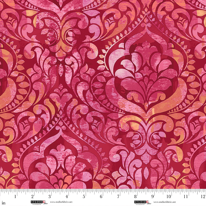 Cotton Damask Wideback Fabric Ruby 118"